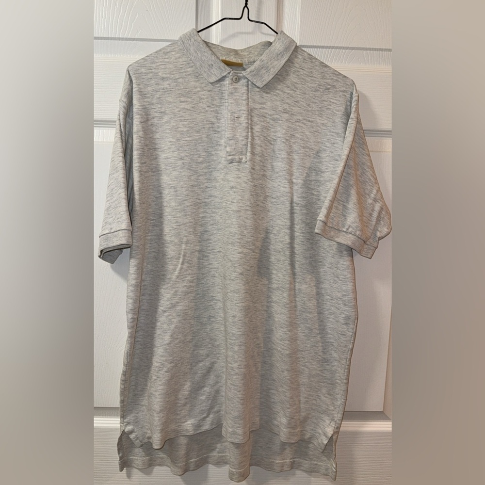 Vtg LL Bean Mens Large Heater Grey Polo Shirt Made in USA Preppy